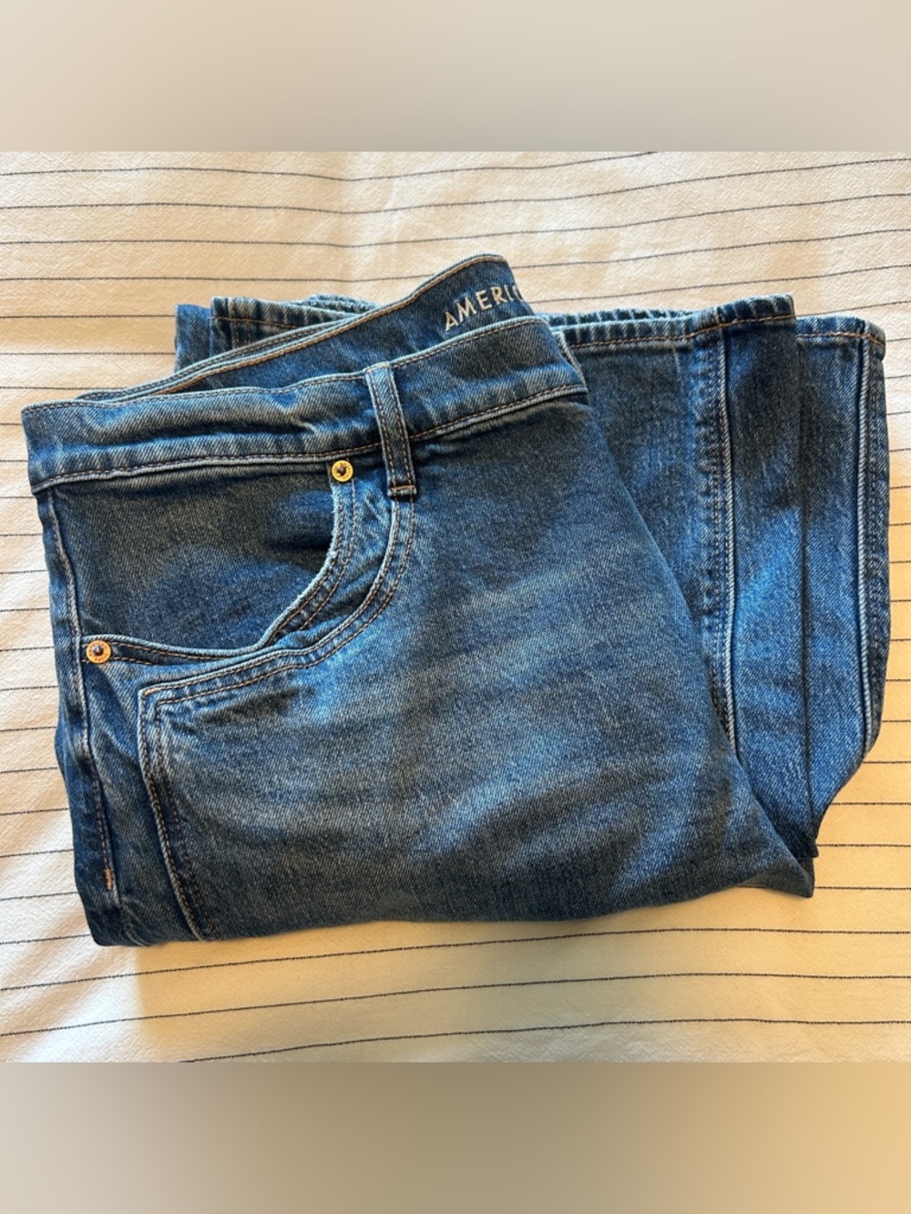 AE stretch highwaisted stovepipe jean women’s size 18 long - Picture 2 of 7